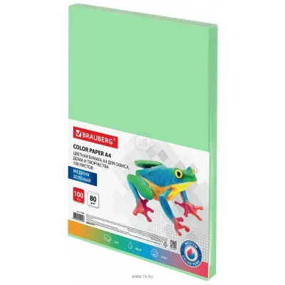 BRAUBERG A4 80 g/m2 100 l 112458 (yarko-zelenyiy)