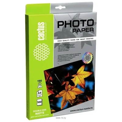 CACTUS Dvustoronnyaya matovaya A4 190 g/kv.m. 100 listov (CS-MA4190100DS)