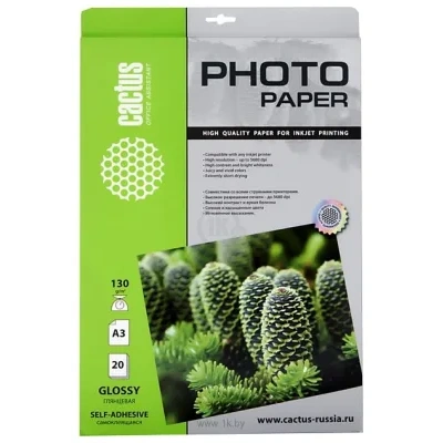 CACTUS Samokleyaschayasya glyantsevaya A3 130 g/kv.m. 20 listov (CS-GSA313020)