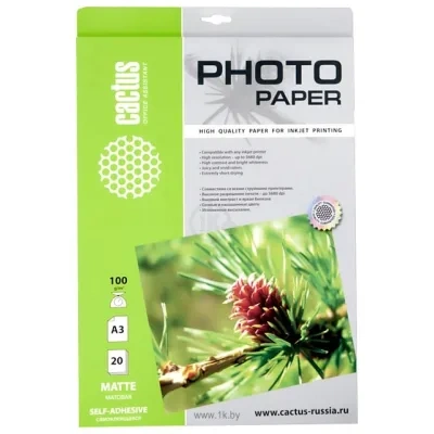 CACTUS Samokleyaschayasya matovaya A3 100 g/kv.m. 20 listov (CS-MSA310020)