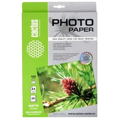 CACTUS Samokleyaschayasya matovaya A4 100 g/kv.m. 20 listov (CS-MSA410020)