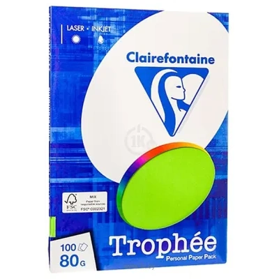 Clairefontaine Trophee A4 80 g/kv.m 100 l 4115C (yarko-zelenyiy)